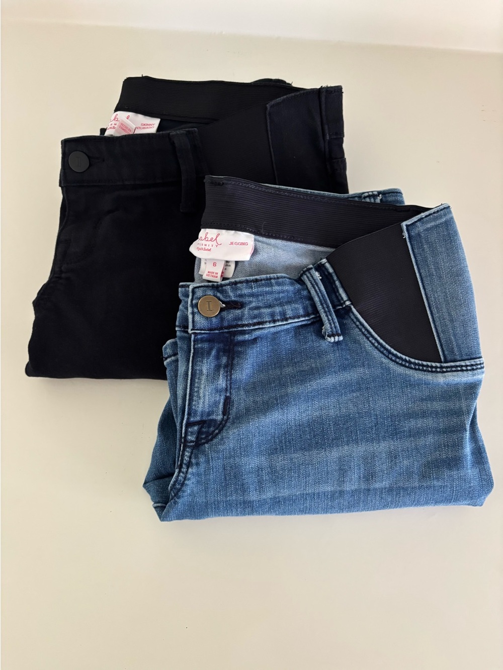 Set of 2 - Isabel Maternity Denim Blue and Black Pull-On Jeggings - 6
